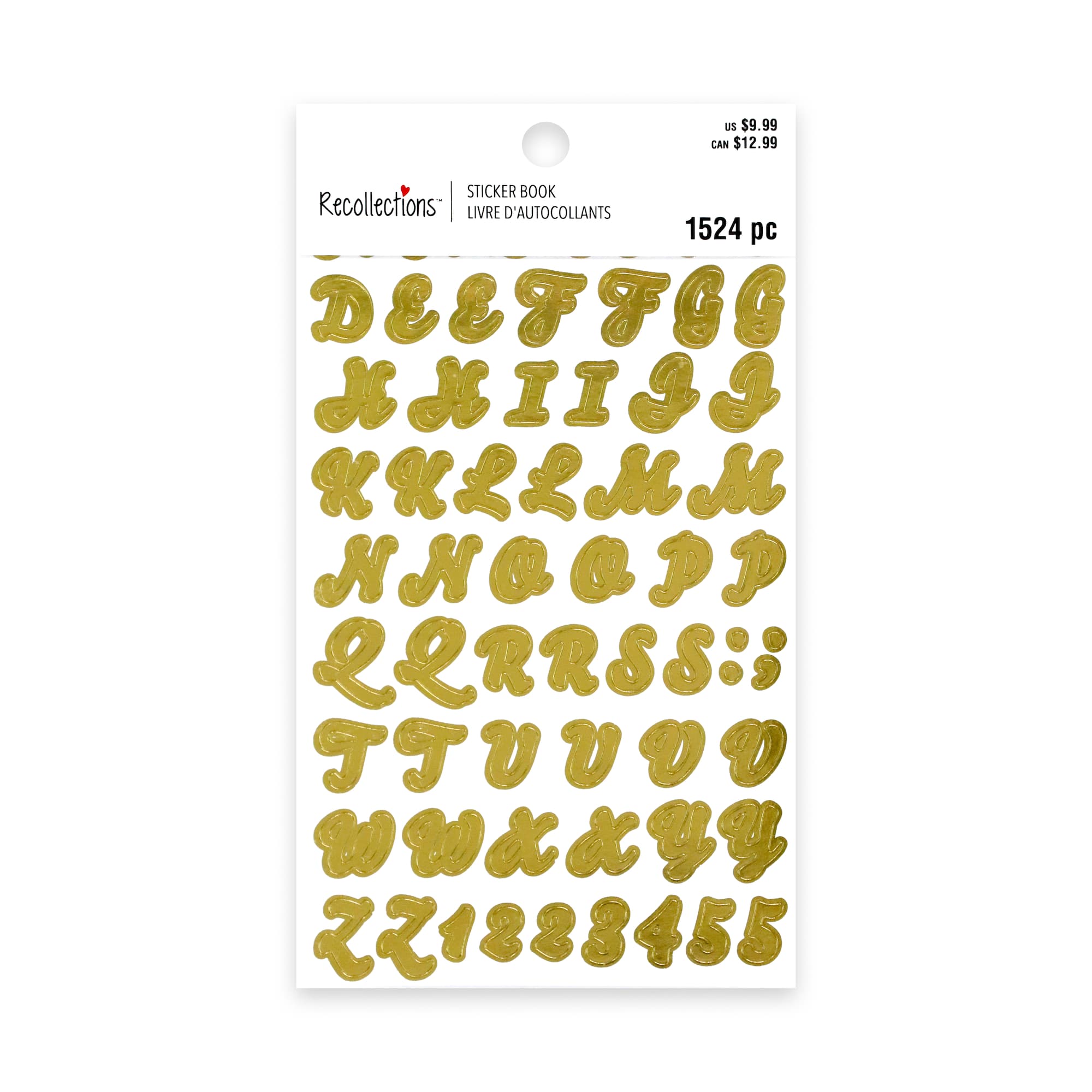 Black, Gold, Silver & White Script Letter & Number Stickers by Recollections™